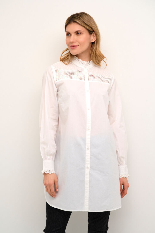 Chemisier col montant et dentelle - CR10611895 - Cream