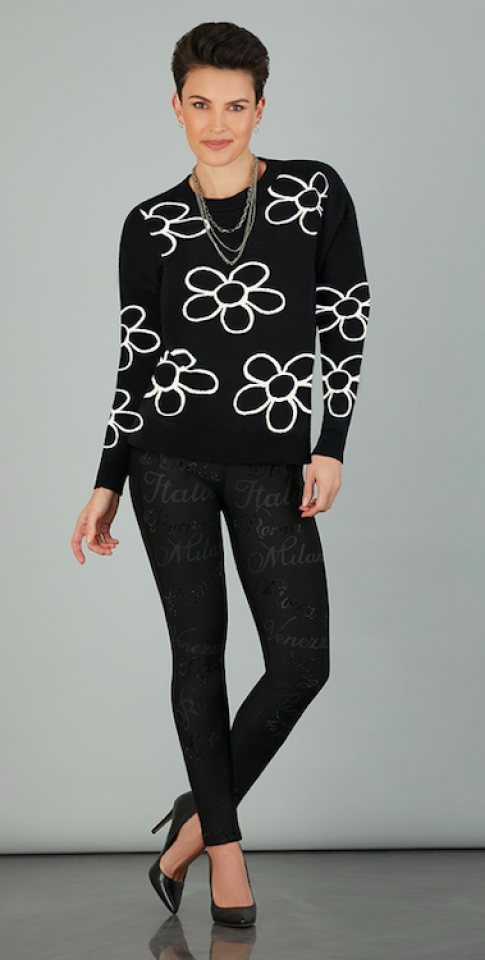 Chandail fleurs - T139 - Tricotto