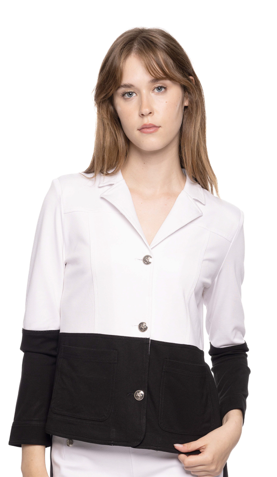 Veste blocs de couleurs / Off White - Navy - CYC2311410 - Coco Y Club