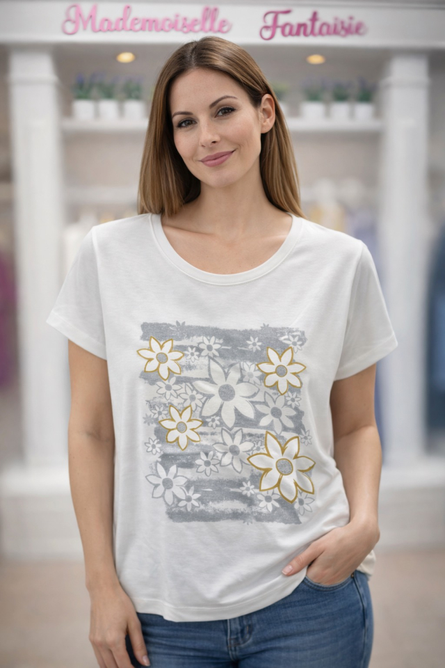 T-shirt FLOWERS - T56235 - Tricotto