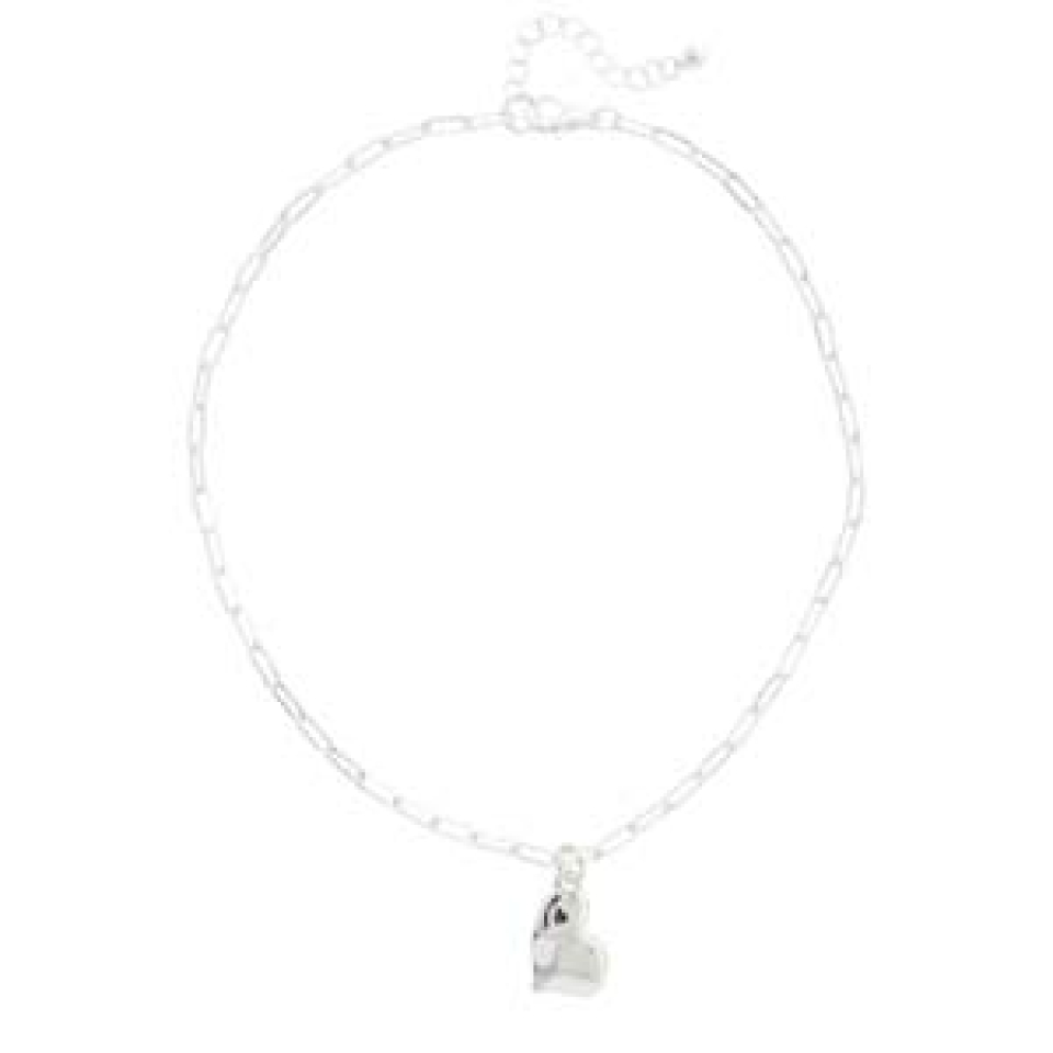 Collier maille trombone - coeur argent / 44.5 + 5cm - M06-5621arg - Merx