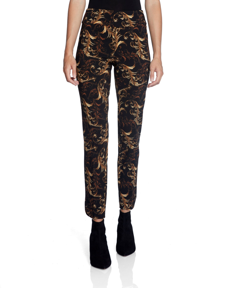 Pantalon ajusté noir imprimé baroque - 67027 - UP