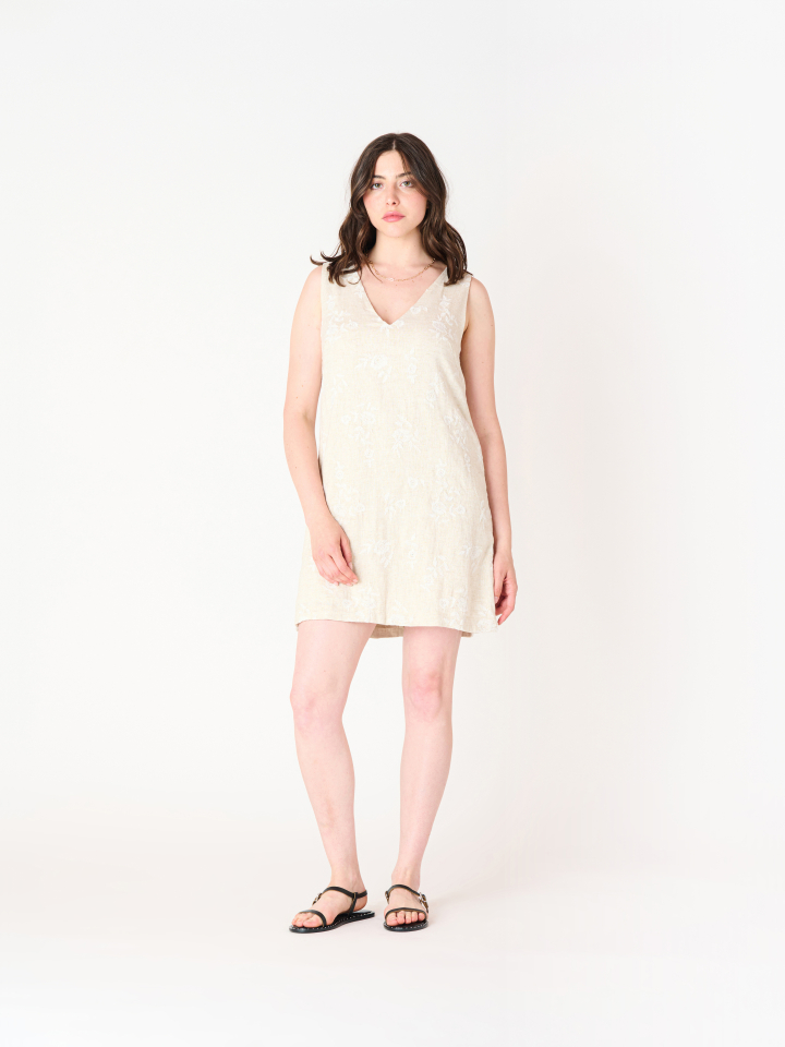 Robe en lin brodée et boucle au dos - BT2522508 - Blacktape