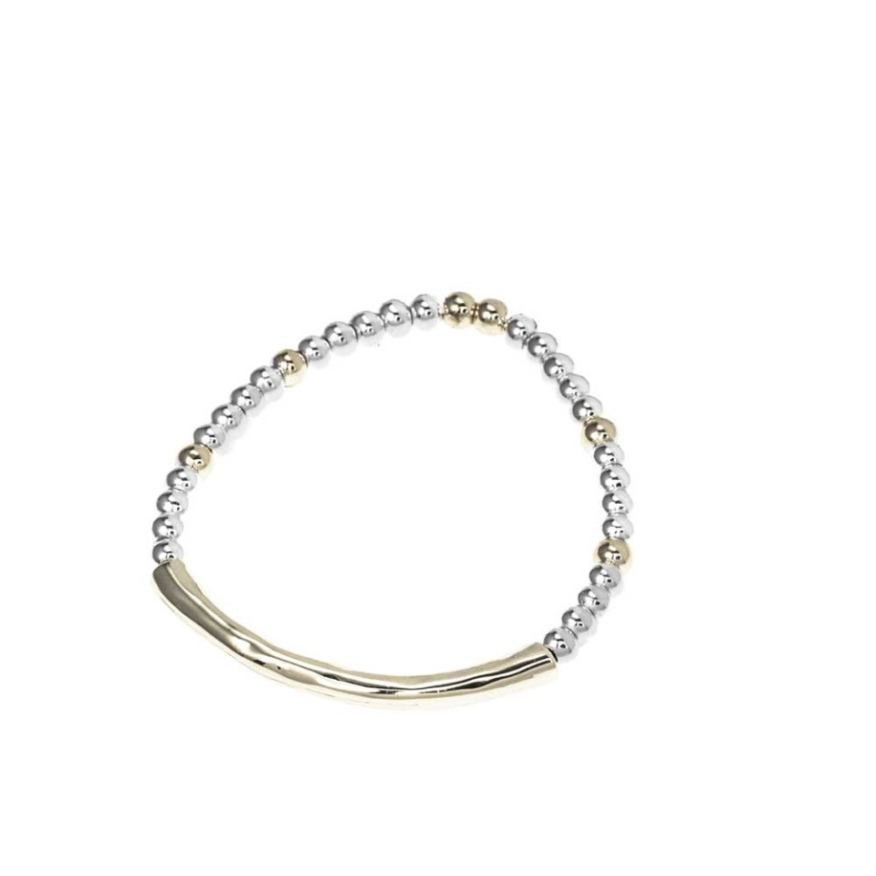 Bracelet à billes or et argent avec tube - M07-4586-3 - Merx