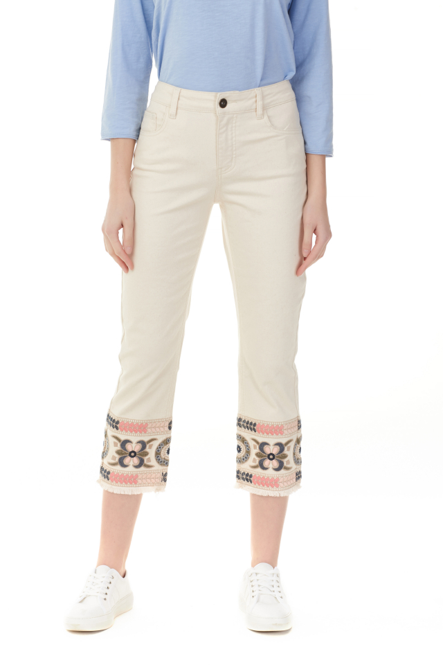 Pantalon 3 / 4 / ourlet brodé - 5252 - Charlie B