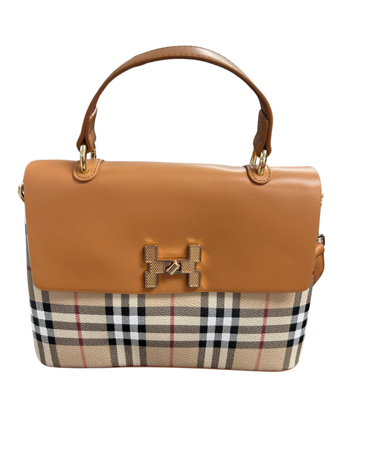 Sac à main carrelé tan - F68960 - Fantaisie