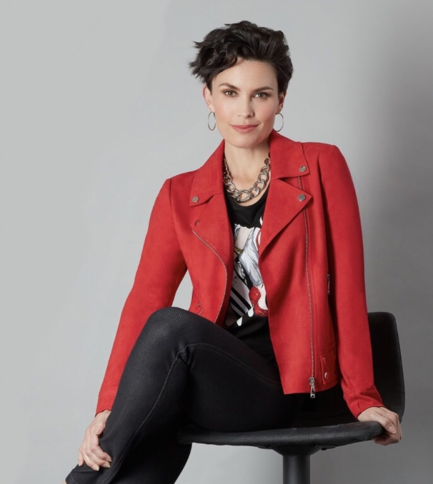 Veste fermeture éclair asymétrique. - T226 - Tricotto