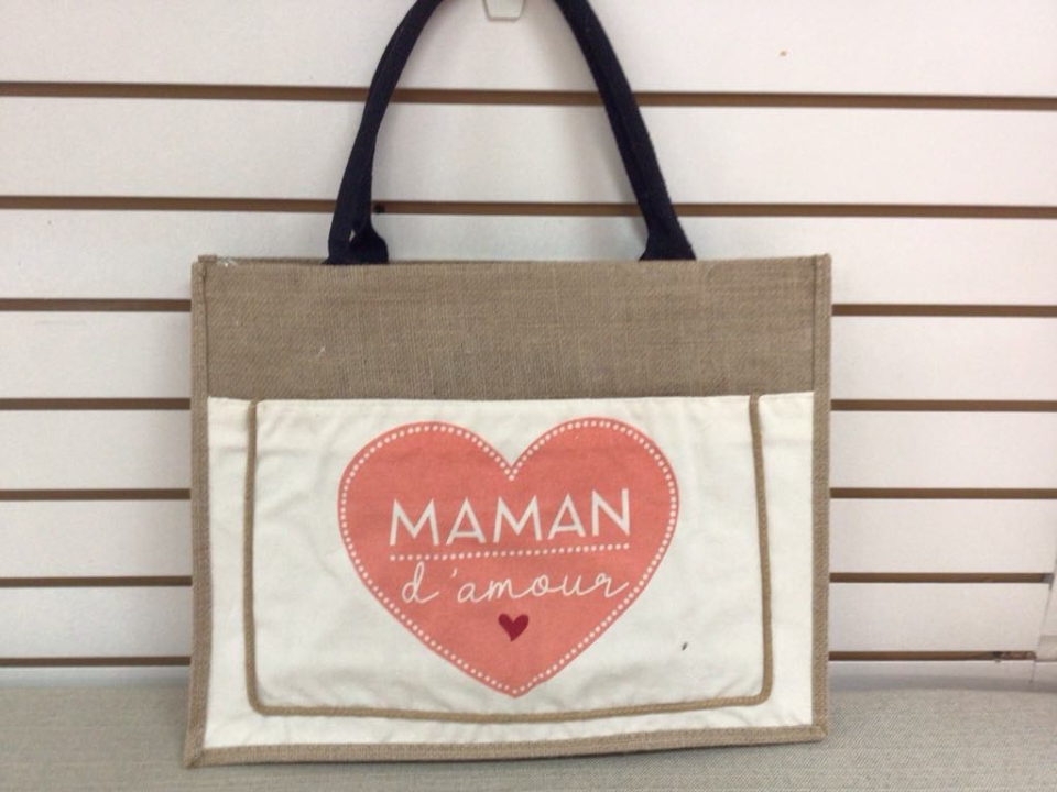 Sac MAMAN D'AMOUR / en toile de jute - K-810556 - Tom & Eva