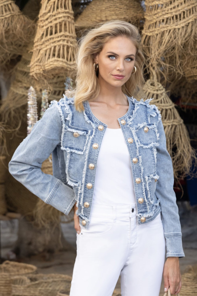 Veste de jean avec frange - FL246203U - Frank Lyman