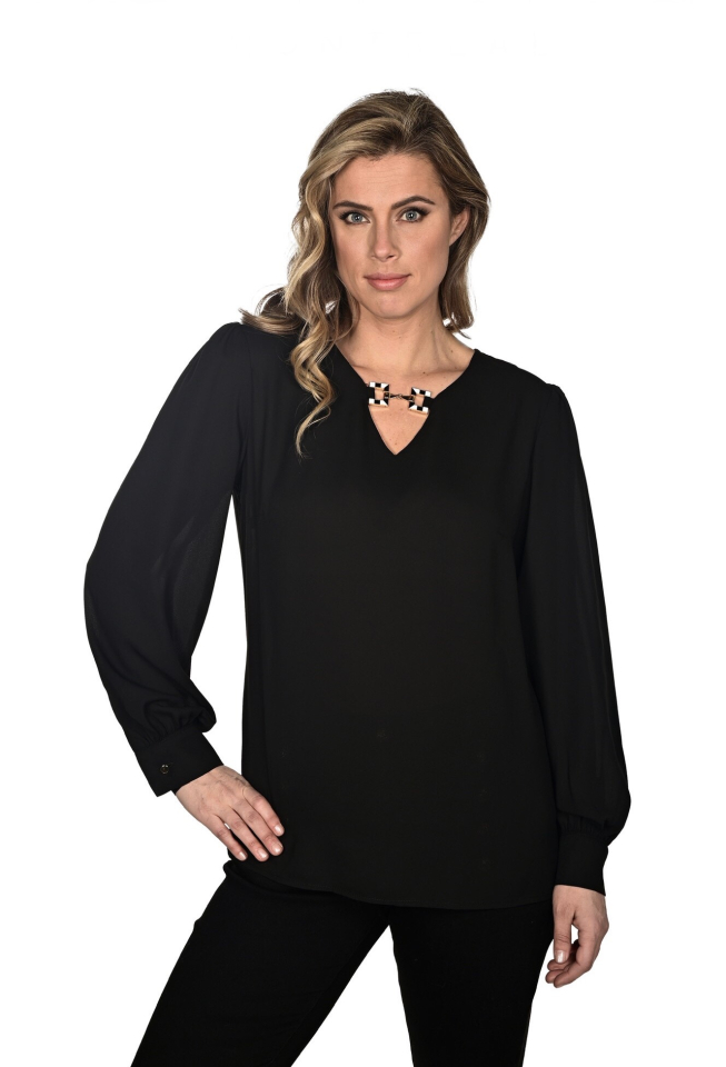 Blouse détail au cou / boutonnée aux poignets - FL234252 - Frank Lyman