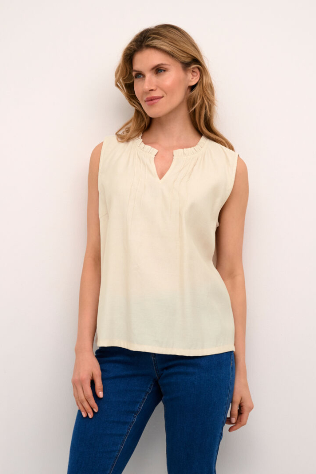 Blouse Liselin sans manche délicat col frison - CR10609455AS - Cream