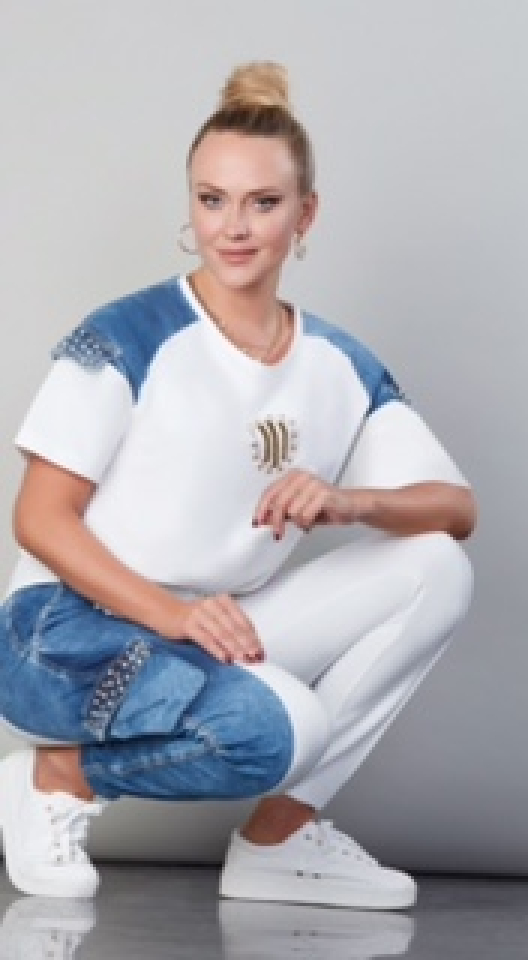 Jean / élastique à la taille et ourlet - T538C - Tricotto