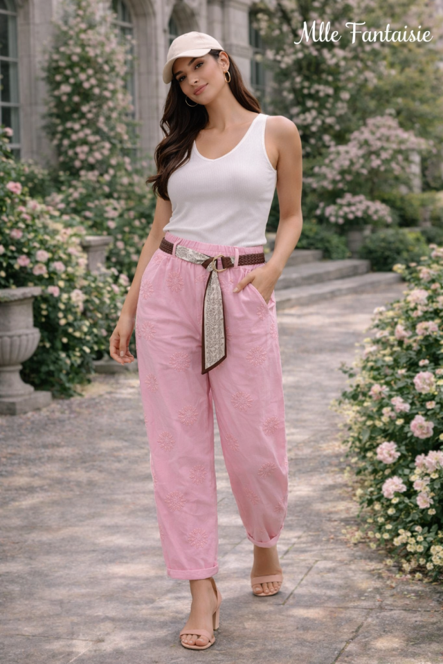 Pantalon EVE - Feve/rose - Fantaisie