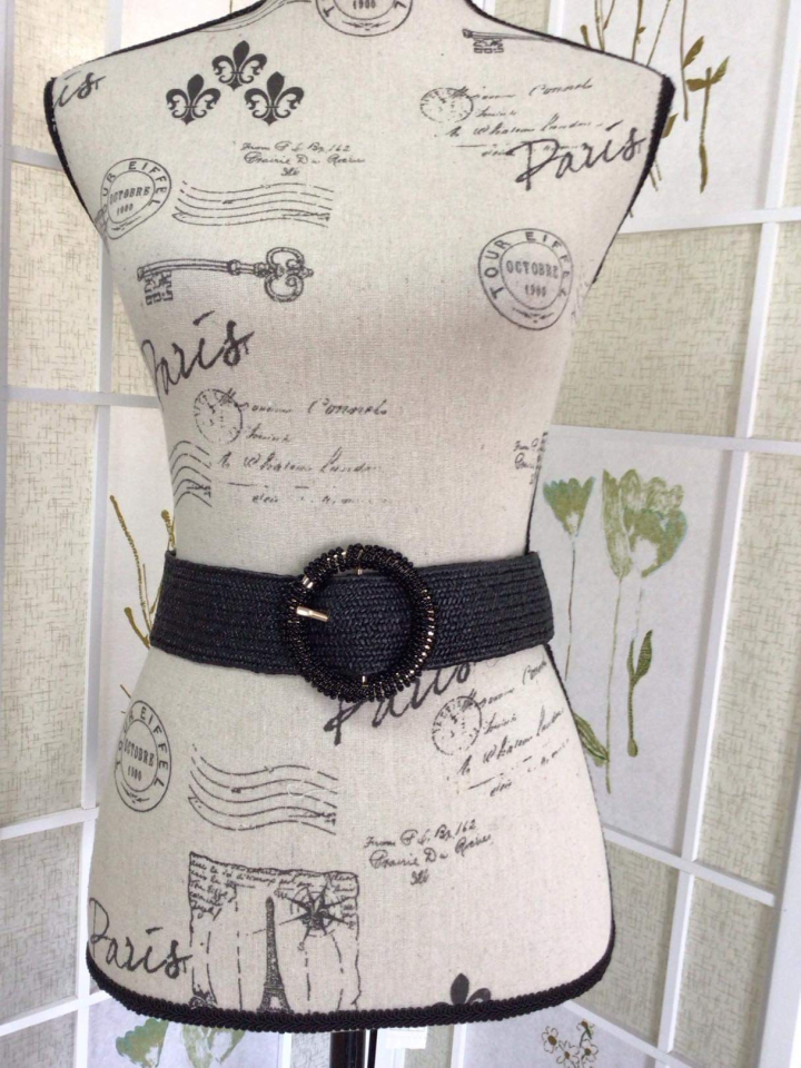 Ceinture effet paille tressée / boucle arrondie - SA2569N - Tom & Eva