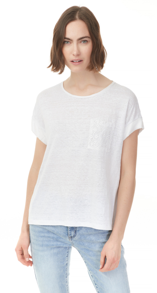 Haut en lin / poche dentelle - 1269B - Charlie B