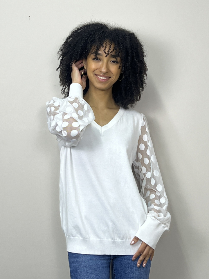 Chandail POLKA - P15306blanc - Papillon