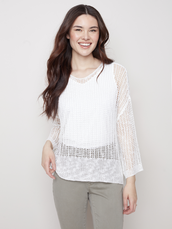 Pull en filet / Charlie B - C2326RRblanc - Charlie B