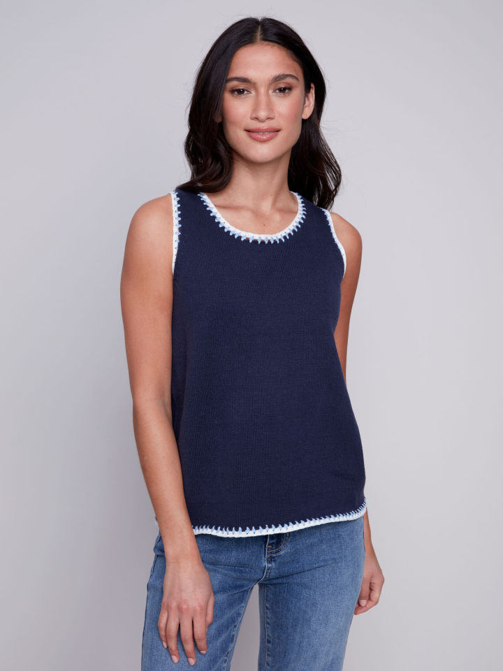 Camisole sans manche / ourlet crochet - C2630M - Charlie B