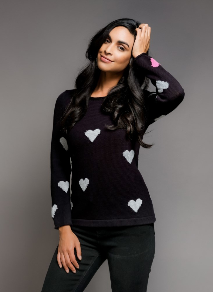 Chandail imprimé coeurs / Elena Wang - EW29010N - Elena Wang