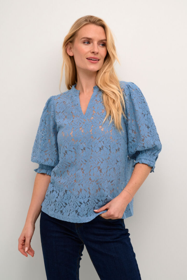 Blouse Kaspis en dentelle, coupe A - CR10612448CB - Cream